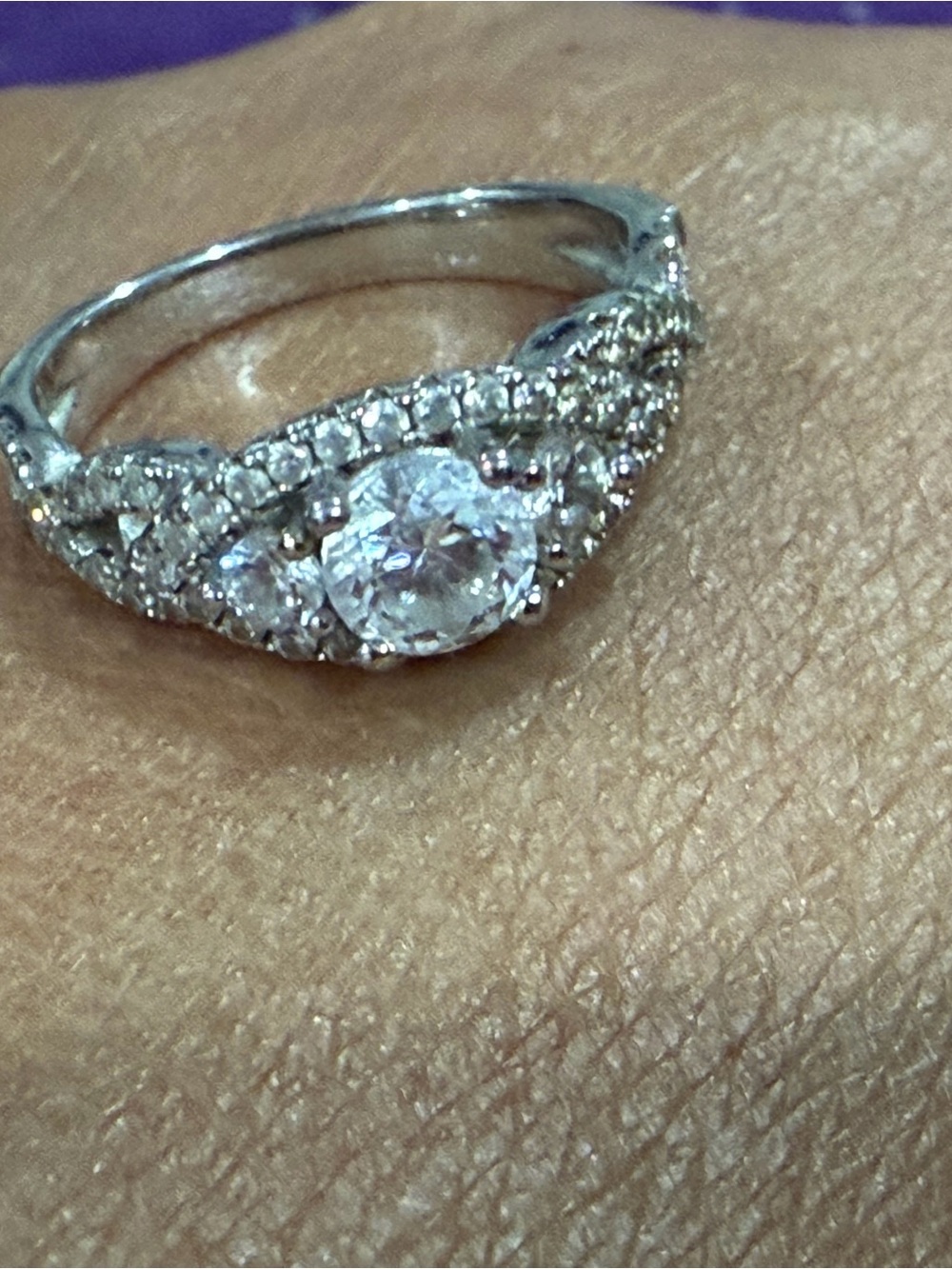 Berricle 925 Sterling Silver-Tone CZ Halo Engagement Ring - White